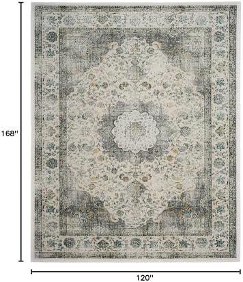 SAFAVIEH Evoke Collection Area Rug - Grey & Gold, Shabby Chic Oriental Medallion Design, Non-Shedding & Easy Care, Perfe - Image 215