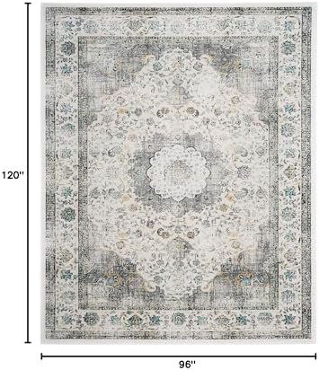SAFAVIEH Evoke Collection Area Rug - Grey & Gold, Shabby Chic Oriental Medallion Design, Non-Shedding & Easy Care, Perfe - Image 25
