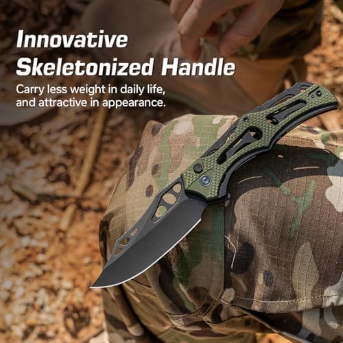 CIVIVI Men's Biophase Flipper Tactical Pocket Knife, Lightweight for Camping and Hunting, C23083C-2 (OD Green)