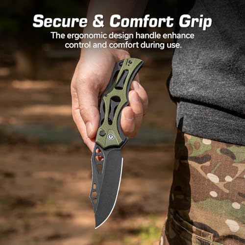CIVIVI Men's Biophase Flipper Tactical Pocket Knife, Lightweight for Camping and Hunting, C23083C-2 (OD Green)