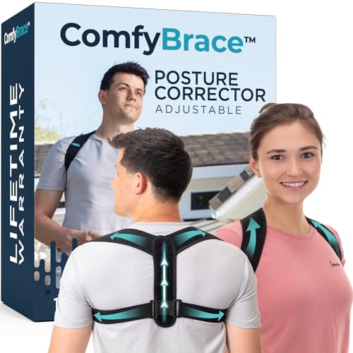 ComfyBrace Posture Corrector Back Brace - Fully Adjustable for Men and Women - Mid and Upper Spine Support - Neck, Shoul
