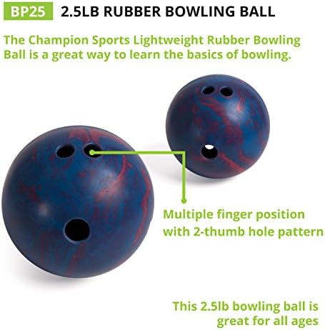 Champion Sports Rubber Bowling Ball for Beginners and Enthusiasts - Easy Grip and Stable Roll | Champion Sports Rubber