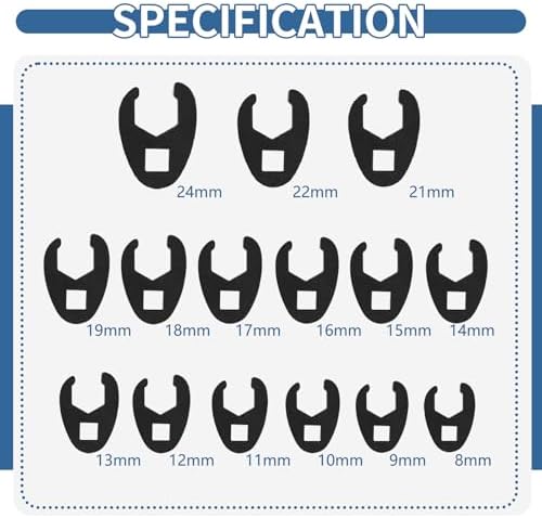 15pcs Crowfoot Wrench Set for 3/8" and 1/2" Drive - Ideal for Automotive Enthusiasts and Mechanics | 15pcs Crowfoot Wre