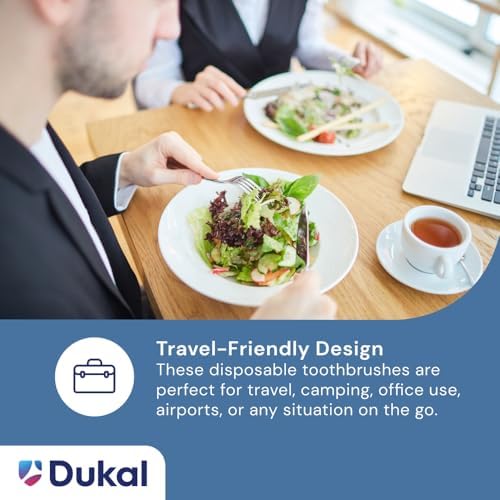 Dukal Fast Brush Pre-Pasted Disposable Toothbrushes for Oral Hygiene, Travel and On-The-Go | Dukal Fast Brush Pre-Paste