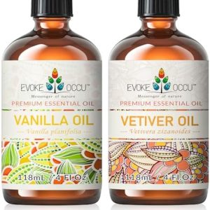 EVOKE OCCU Vanilla and Vetiver Essential Oil for Relaxation - 4 Fl Oz - Stress Relief and Sleep Aid