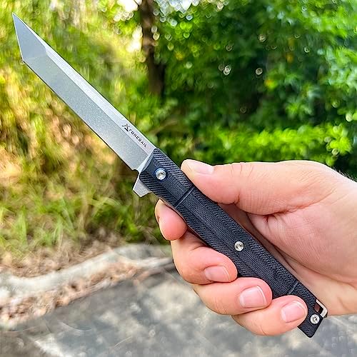 DC53 Steel Blade and G10 Handle Pocket Knife for Men Hiking Trip EDC Tool (Black PVD Blade) Pocket Knife with DC53 Ste