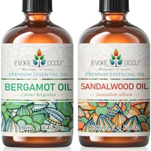 Evoke Occu Bergamot & Sandalwood Essential Oils for Men - Stress Relief, Relaxation, 4 Fl Oz Evoke Occu Bergamot & San