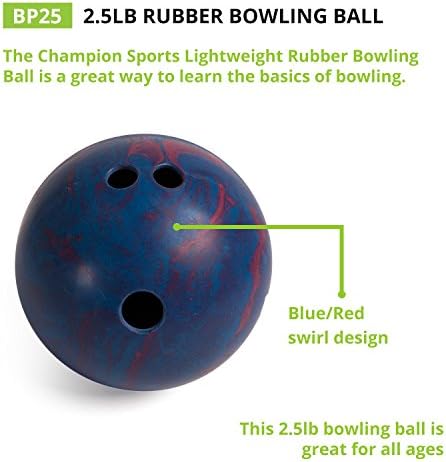 Champion Sports Rubber Bowling Ball for Beginners and Enthusiasts - Easy Grip and Stable Roll | Champion Sports Rubber
