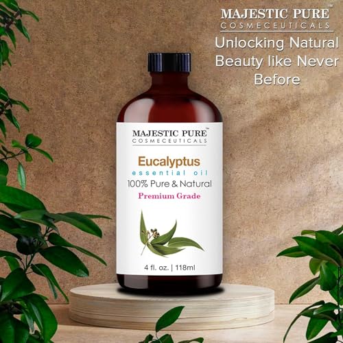Majestic Pure Eucalyptus Essential Oil | Premium for Hair, Home, Skin & Aromatherapy | 4 Fl Oz