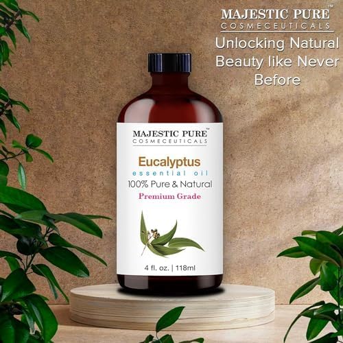 Majestic Pure Eucalyptus Essential Oil | Premium for Hair, Home, Skin & Aromatherapy | 4 Fl Oz