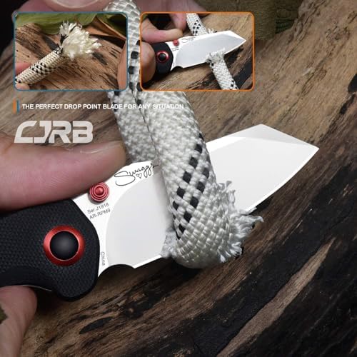 CJRB Maileah Pocket Knife: Men's Outdoor Survival Folding EDC Knife - |39" Damascus Steel Blade, Black G10 Handle - J191
