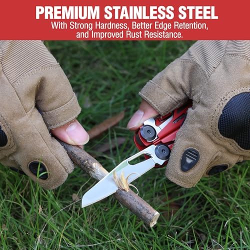 WORKPRO 18-in-1 Multi Tool Pliers for Men Camping Gifts, Stainless Steel EDC Multitool with Pocket Knife and Safety Lock