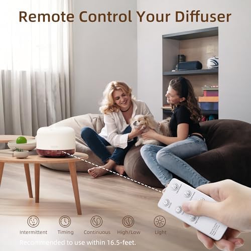 ASAKUKI Ultrasonic Aromatherapy Humidifier 500ml for Large Room, 7 LED Colors & Remote Control, Timer & Auto-Off