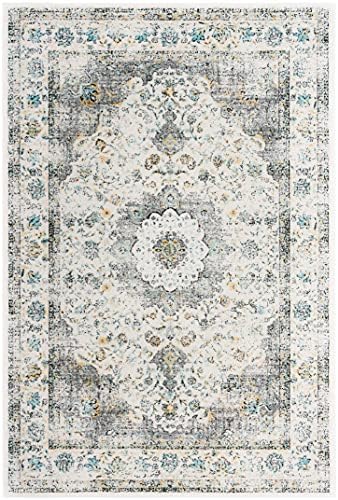 SAFAVIEH Evoke Collection Area Rug - Grey & Gold, Shabby Chic Oriental Medallion Design, Non-Shedding & Easy Care, Perfe - Image 59