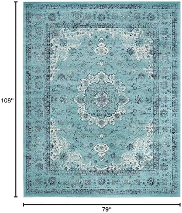 SAFAVIEH Evoke Collection Area Rug - Grey & Gold, Shabby Chic Oriental Medallion Design, Non-Shedding & Easy Care, Perfe - Image 182