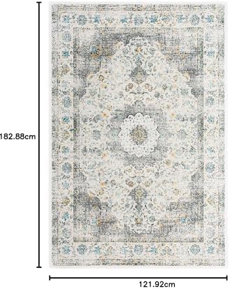 SAFAVIEH Evoke Collection Area Rug - Grey & Gold, Shabby Chic Oriental Medallion Design, Non-Shedding & Easy Care, Perfe - Image 58