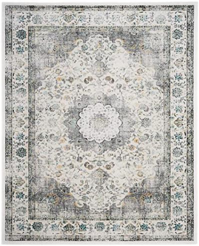 SAFAVIEH Evoke Collection Area Rug - Grey & Gold, Shabby Chic Oriental Medallion Design, Non-Shedding & Easy Care, Perfe - Image 26