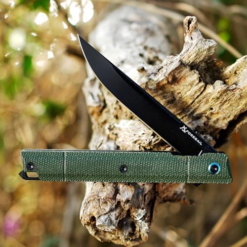 DC53 Steel Blade and G10 Handle Pocket Knife for Men Hiking Trip EDC Tool (Black PVD Blade) Pocket Knife with DC53 Ste