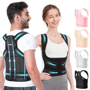 Fit Geno Back Brace Posture Corrector for Women and Men - Upper and Lower Back Pain Relief, Shoulder Straightener, Adjus