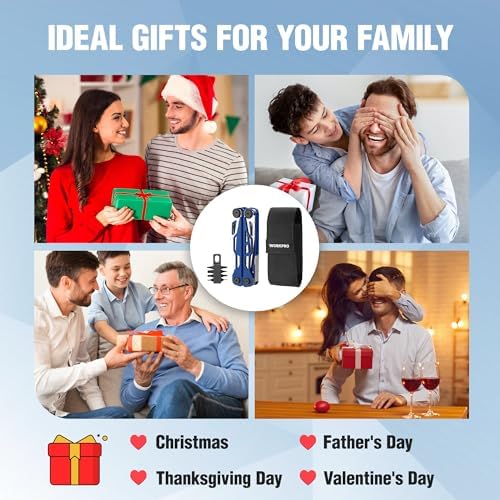 WORKPRO 18-in-1 Multi Tool Pliers for Men Camping Gifts, Stainless Steel EDC Multitool with Pocket Knife and Safety Lock