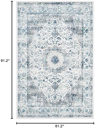 SAFAVIEH Evoke Collection Area Rug - Grey & Gold, Shabby Chic Oriental Medallion Design, Non-Shedding & Easy Care, Perfe - Image 208