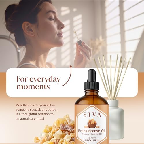 Siva Frankincense Essential Oil - 4 Fl Oz – 100% Natural Boswellia Serrata Oil - for Aromatherapy, Skin Care, and Hair C
