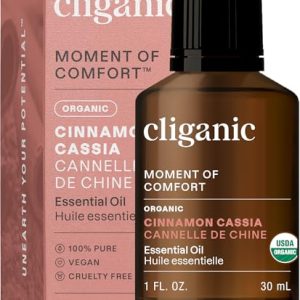Cliganic Organic Cinnamon Cassia Essential Oil, 100% Pure & Undiluted | Aromatherapy | Non-GMO Verified