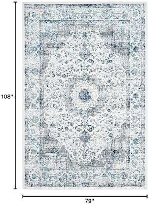 SAFAVIEH Evoke Collection Area Rug - Grey & Gold, Shabby Chic Oriental Medallion Design, Non-Shedding & Easy Care, Perfe - Image 49