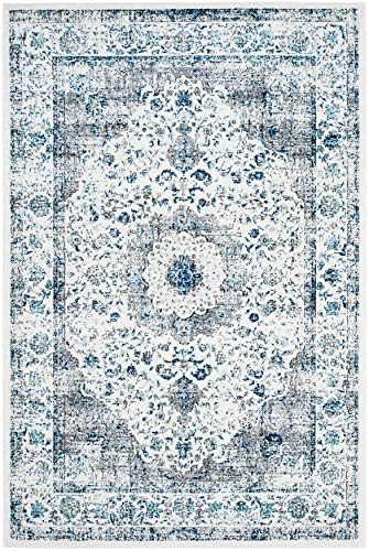 SAFAVIEH Evoke Collection Area Rug - Grey & Gold, Shabby Chic Oriental Medallion Design, Non-Shedding & Easy Care, Perfe - Image 51