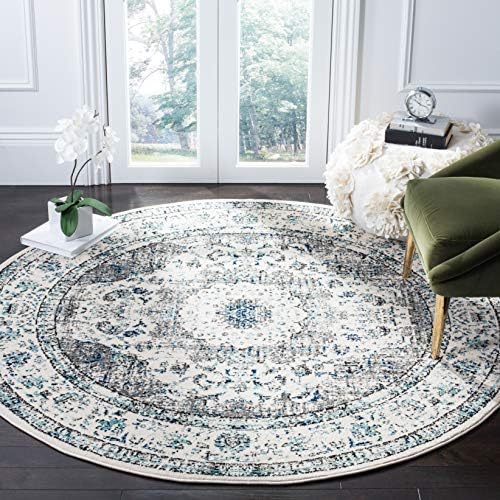 SAFAVIEH Evoke Collection Area Rug - Grey & Gold, Shabby Chic Oriental Medallion Design, Non-Shedding & Easy Care, Perfe - Image 85