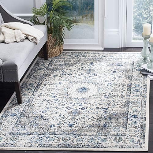 SAFAVIEH Evoke Collection Area Rug - Grey & Gold, Shabby Chic Oriental Medallion Design, Non-Shedding & Easy Care, Perfe - Image 170