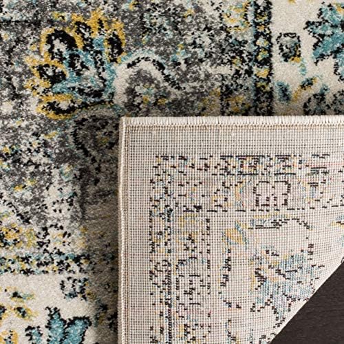 SAFAVIEH Evoke Collection Area Rug - Grey & Gold, Shabby Chic Oriental Medallion Design, Non-Shedding & Easy Care, Perfe - Image 62