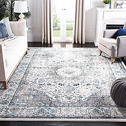SAFAVIEH Evoke Collection Area Rug - Grey & Gold, Shabby Chic Oriental Medallion Design, Non-Shedding & Easy Care, Perfe - Image 109