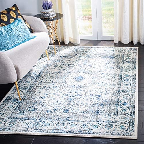 SAFAVIEH Evoke Collection Area Rug - Grey & Gold, Shabby Chic Oriental Medallion Design, Non-Shedding & Easy Care, Perfe - Image 209