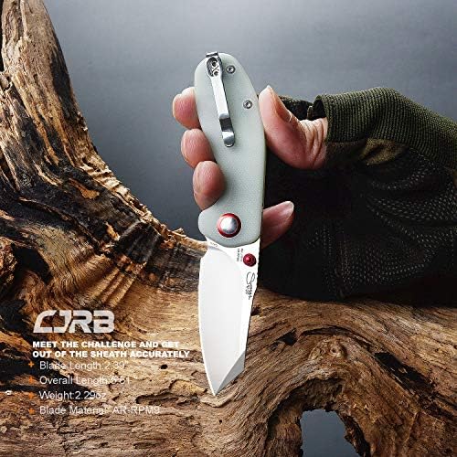 CJRB Maileah Pocket Knife: Men's Outdoor Survival Folding EDC Knife - |39" Damascus Steel Blade, Black G10 Handle - J191