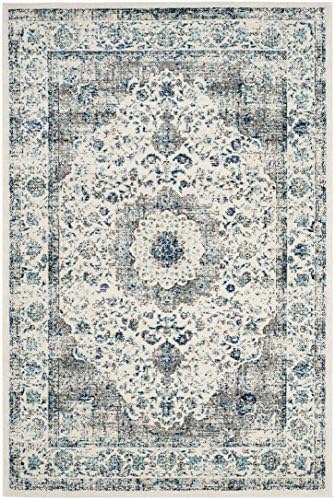 SAFAVIEH Evoke Collection Area Rug - Grey & Gold, Shabby Chic Oriental Medallion Design, Non-Shedding & Easy Care, Perfe - Image 96