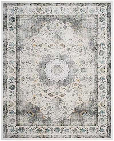 SAFAVIEH Evoke Collection Area Rug - Grey & Gold, Shabby Chic Oriental Medallion Design, Non-Shedding & Easy Care, Perfe - Image 168