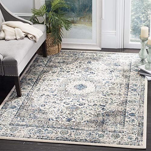 SAFAVIEH Evoke Collection Area Rug - Grey & Gold, Shabby Chic Oriental Medallion Design, Non-Shedding & Easy Care, Perfe - Image 94