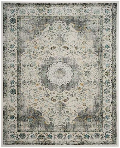 SAFAVIEH Evoke Collection Area Rug - Grey & Gold, Shabby Chic Oriental Medallion Design, Non-Shedding & Easy Care, Perfe - Image 216