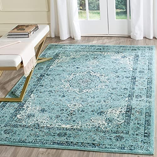 SAFAVIEH Evoke Collection Area Rug - Grey & Gold, Shabby Chic Oriental Medallion Design, Non-Shedding & Easy Care, Perfe - Image 181