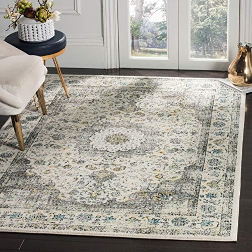 SAFAVIEH Evoke Collection Area Rug - Grey & Gold, Shabby Chic Oriental Medallion Design, Non-Shedding & Easy Care, Perfe - Image 135