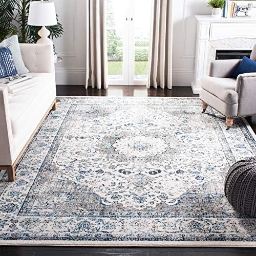 SAFAVIEH Evoke Collection Area Rug - Grey & Gold, Shabby Chic Oriental Medallion Design, Non-Shedding & Easy Care, Perfe - Image 184