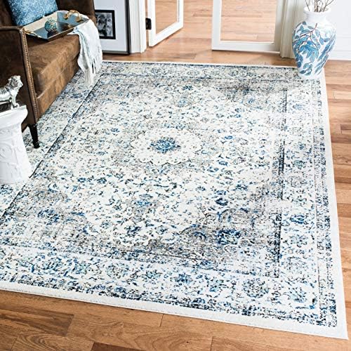 SAFAVIEH Evoke Collection Area Rug - Grey & Gold, Shabby Chic Oriental Medallion Design, Non-Shedding & Easy Care, Perfe - Image 167