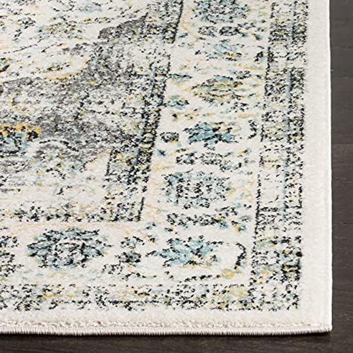 SAFAVIEH Evoke Collection Area Rug - Grey & Gold, Shabby Chic Oriental Medallion Design, Non-Shedding & Easy Care, Perfe - Image 4