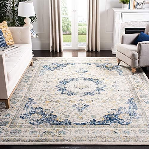 SAFAVIEH Evoke Collection Area Rug - Grey & Gold, Shabby Chic Oriental Medallion Design, Non-Shedding & Easy Care, Perfe - Image 163