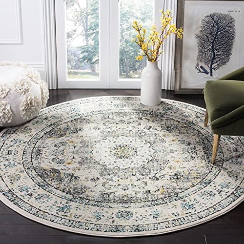 SAFAVIEH Evoke Collection Area Rug - Grey & Gold, Shabby Chic Oriental Medallion Design, Non-Shedding & Easy Care, Perfe - Image 89