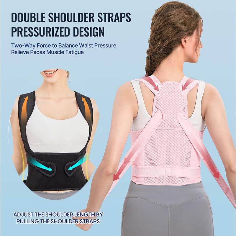 Adjustable Upper Back Brace Posture Corrector for Men & Women | Comfortable Shoulder & Thoracic Support Brace for Postu