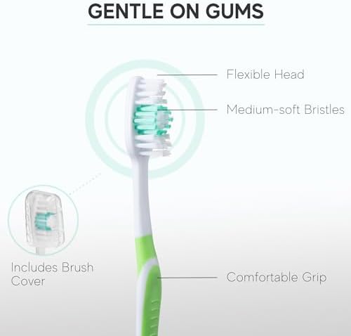 Bulk Individually Wrapped Toothbrushes Red Green Blue Pink for Travelers and Families | Long Lasting 3+ Months Disposab