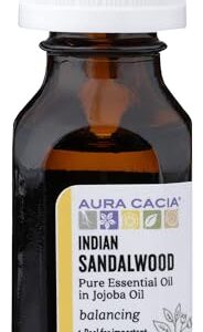 Aura Cacia Indian Sandalwood Essential Oil in Jojoba Oil - GC/MS Tested for Purity - 15ml (0.5 fl. oz.) Aura Cacia Ind