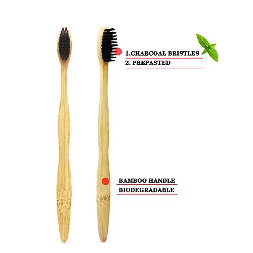 Bamboo Disposable Toothbrush Prepasted Soft Bristles for Travel | Bamboo Toothbrush Prepasted Disposables Oral Hygiene